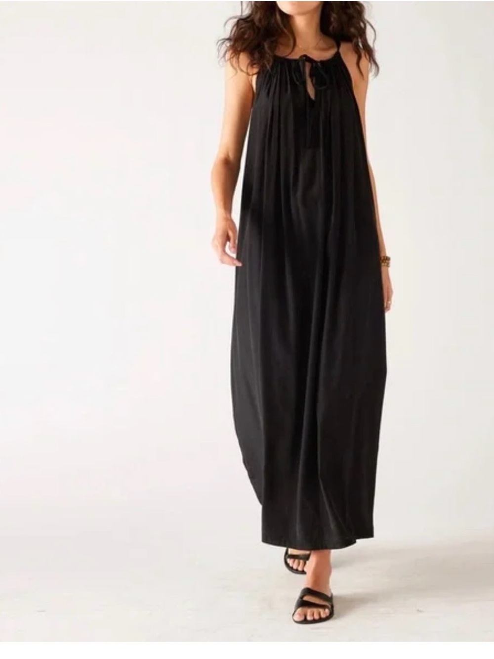 Mersea Black Sleeveless Tie-Neck Maxi Dress one size